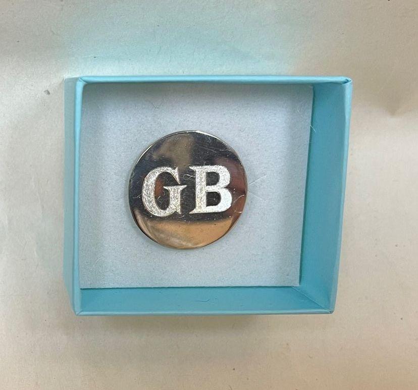 Personalized Sterling Silver 925 Golf Ball Marker with Individual Initials of Your Choice included. Available without initials. For that Special Someone, including you! Great Custom Corporate Gift. 