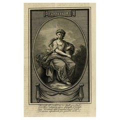 Personificación de la fortaleza como figura femenina sentada modestamente vestida, ca.1780