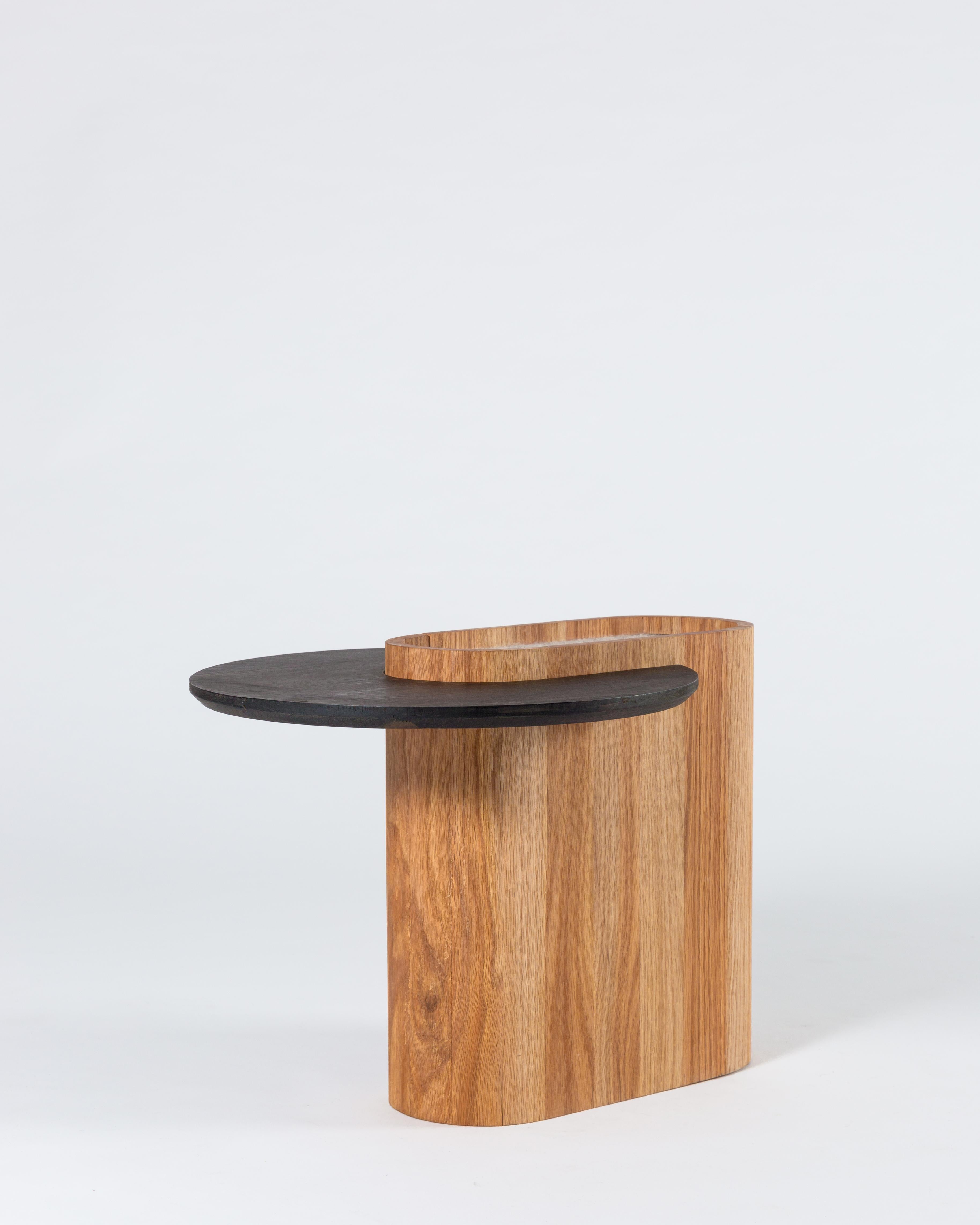 Perspectiva coffee table I by Colección Estudio
Dimensions: D 45 x W 54 x H 42 cm
Materials: oak wood, grey wool felt
Also available in ebonized oak wood and tzalam wood.

Collection 02, intends to improve our relationship with the spaces we