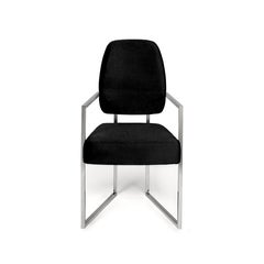 Minimalist black velvet stainless steel Perspective dining chair by InsidherLand