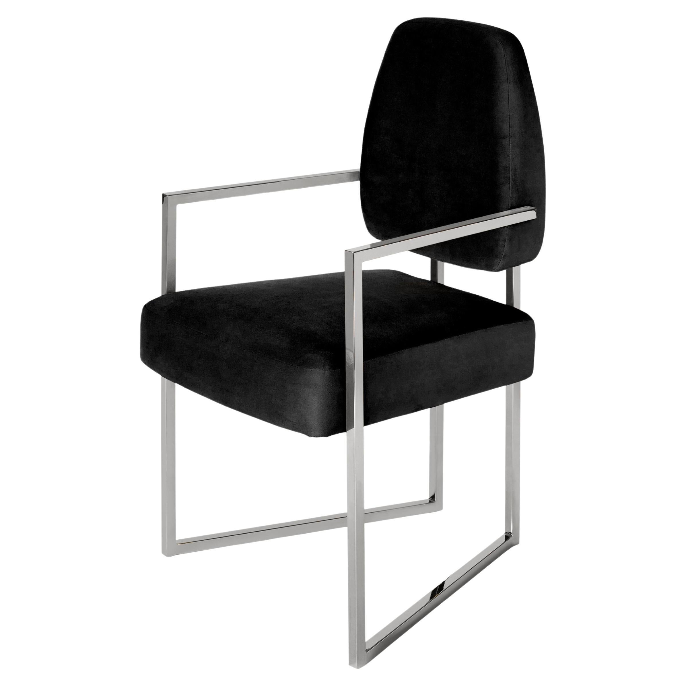 Perspective Dining Chair, Velvet and Steel, InsidherLand by Joana Santos Barbosa For Sale