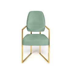 Minimalist green velvet golden bath Perspective dining chair by InsidherLand
