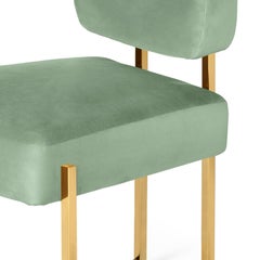 Minimalist velvet golden armless Perspective II dining chair by InsidherLand