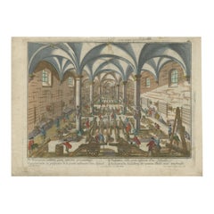 Perspective View of a Cannon Foundry – 18th-Century Hand-Colored Optical Print
