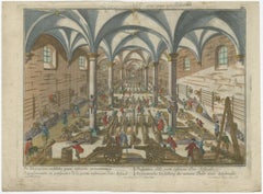 Perspective View of a Cannon Foundry – 18th-Century Hand-Colored Optical Print