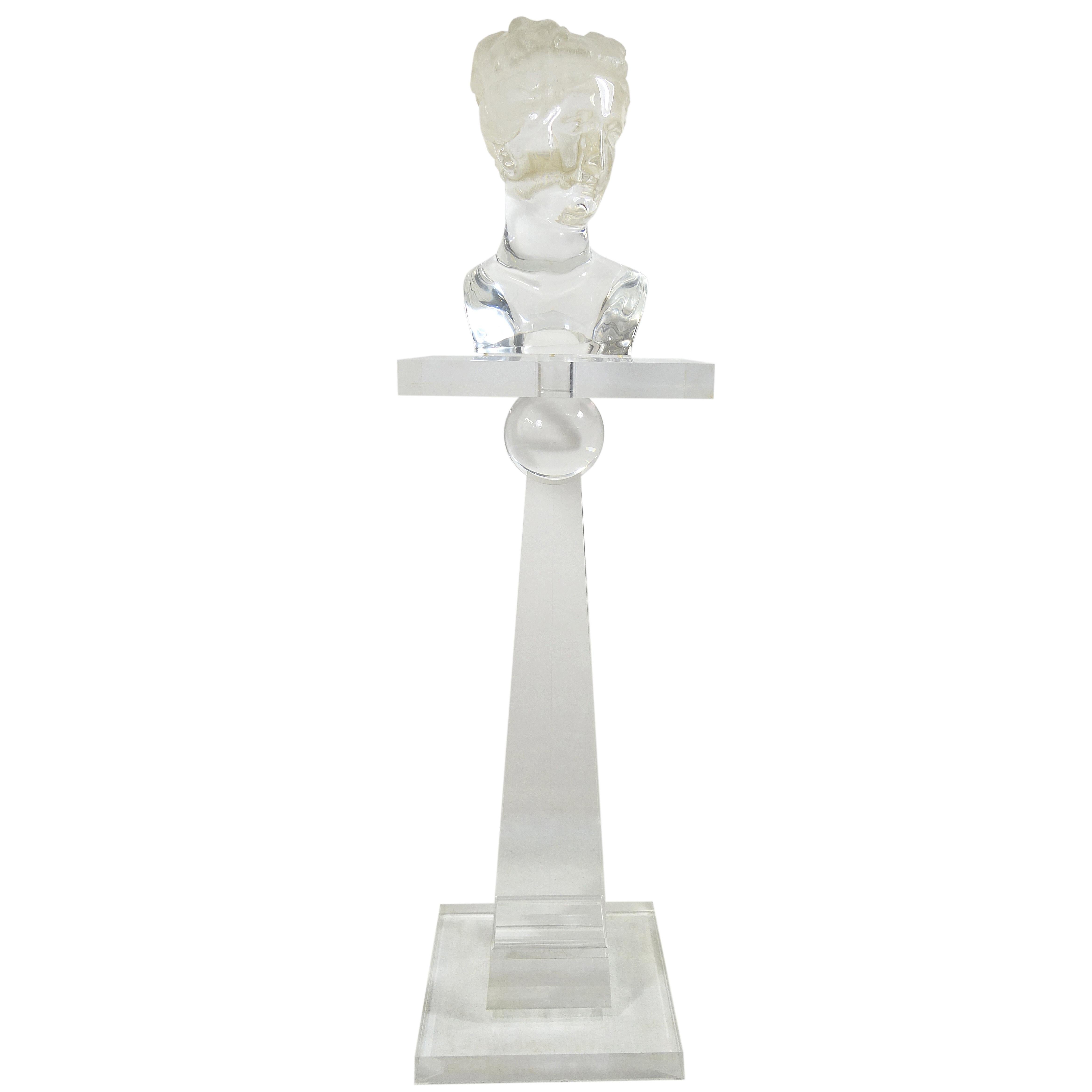 Perspex Bust of Woman on Console Also Made of Plexiglass Signed C.P.K. 3/160 For Sale