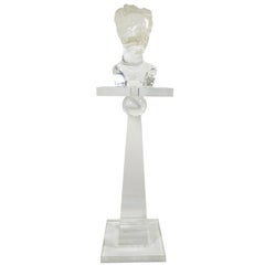 Vintage Perspex Bust of Woman on Console Also Made of Plexiglass Signed C.P.K. 3/160