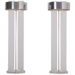 Perspex Postmodern floor lamps with Chrome Shade, Set of Two
