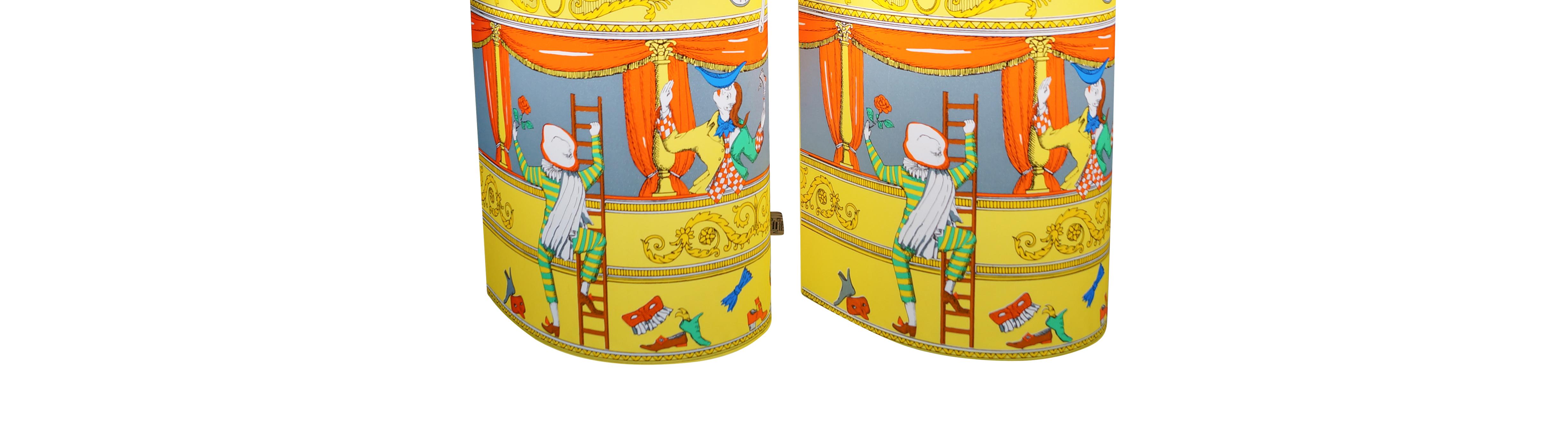 Late 20th Century Perspex Table Lamps Pair by Barnaba Fornasetti Commedia Italiana Media, 1995 For Sale