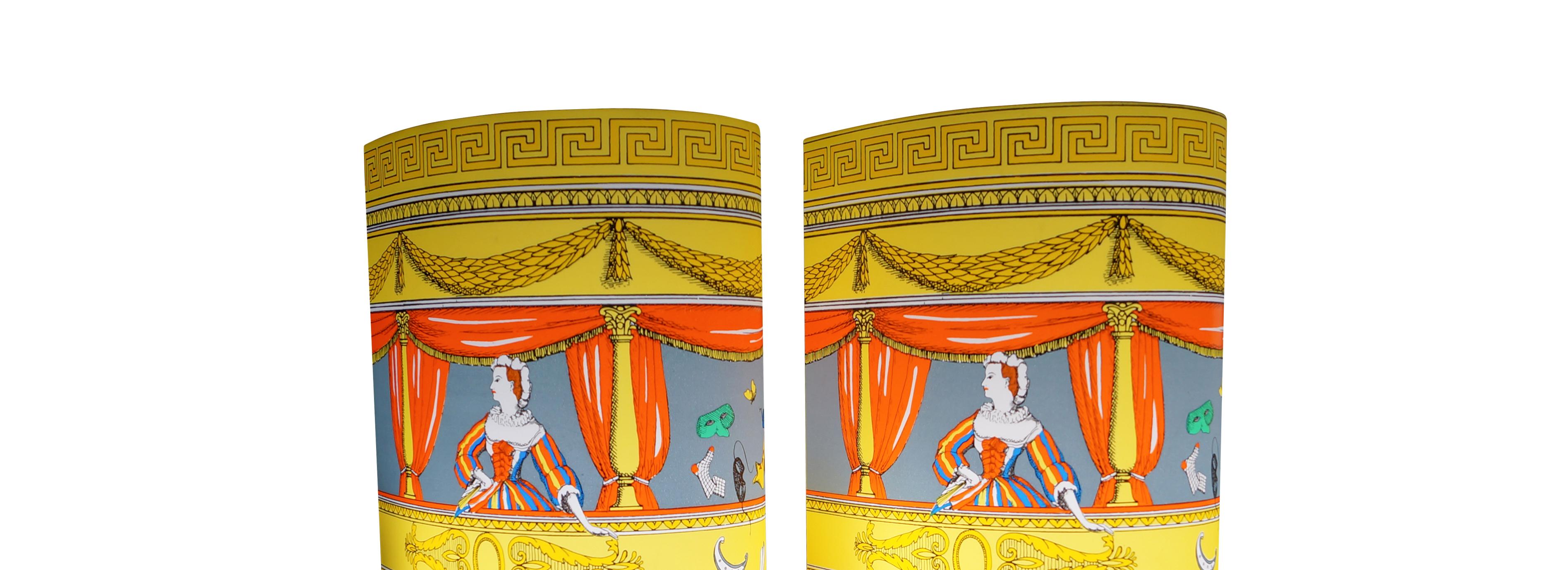 Perspex Table Lamps Pair by Barnaba Fornasetti Commedia Italiana Media, 1995 For Sale 1