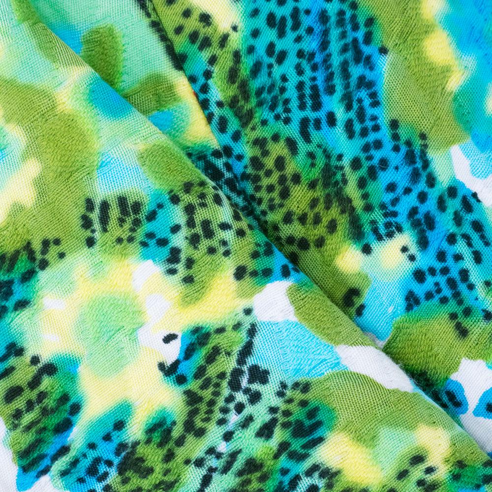 Blue Pertegaz Matelasse Watercolor Maxi Dress, 1960s For Sale
