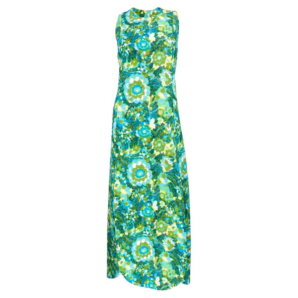 Pertegaz Matelasse Watercolor Maxi Dress, 1960s For Sale