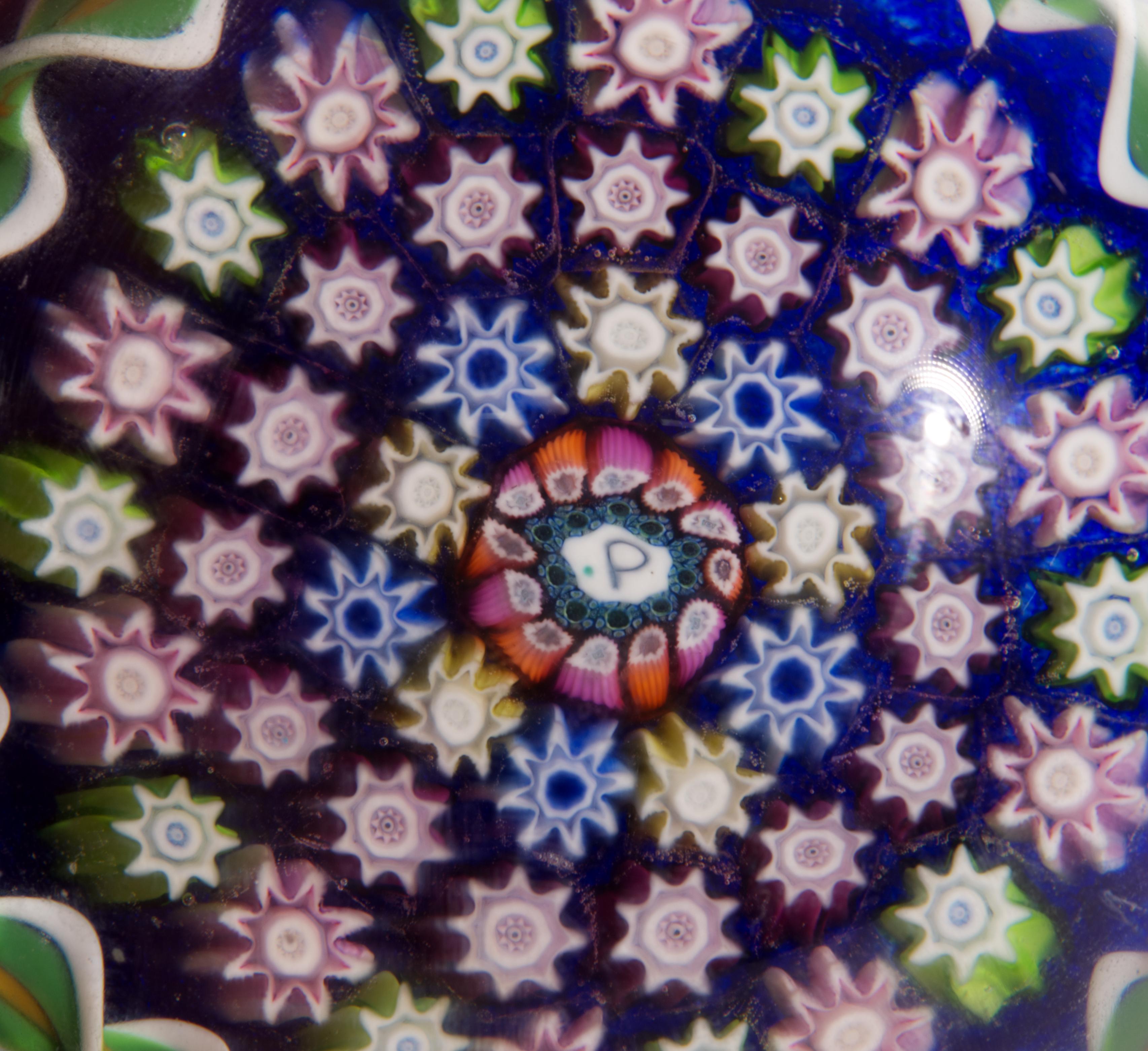 Hand-Crafted Perthshire Art Glass Paperweight Twists and Millefiori For Sale