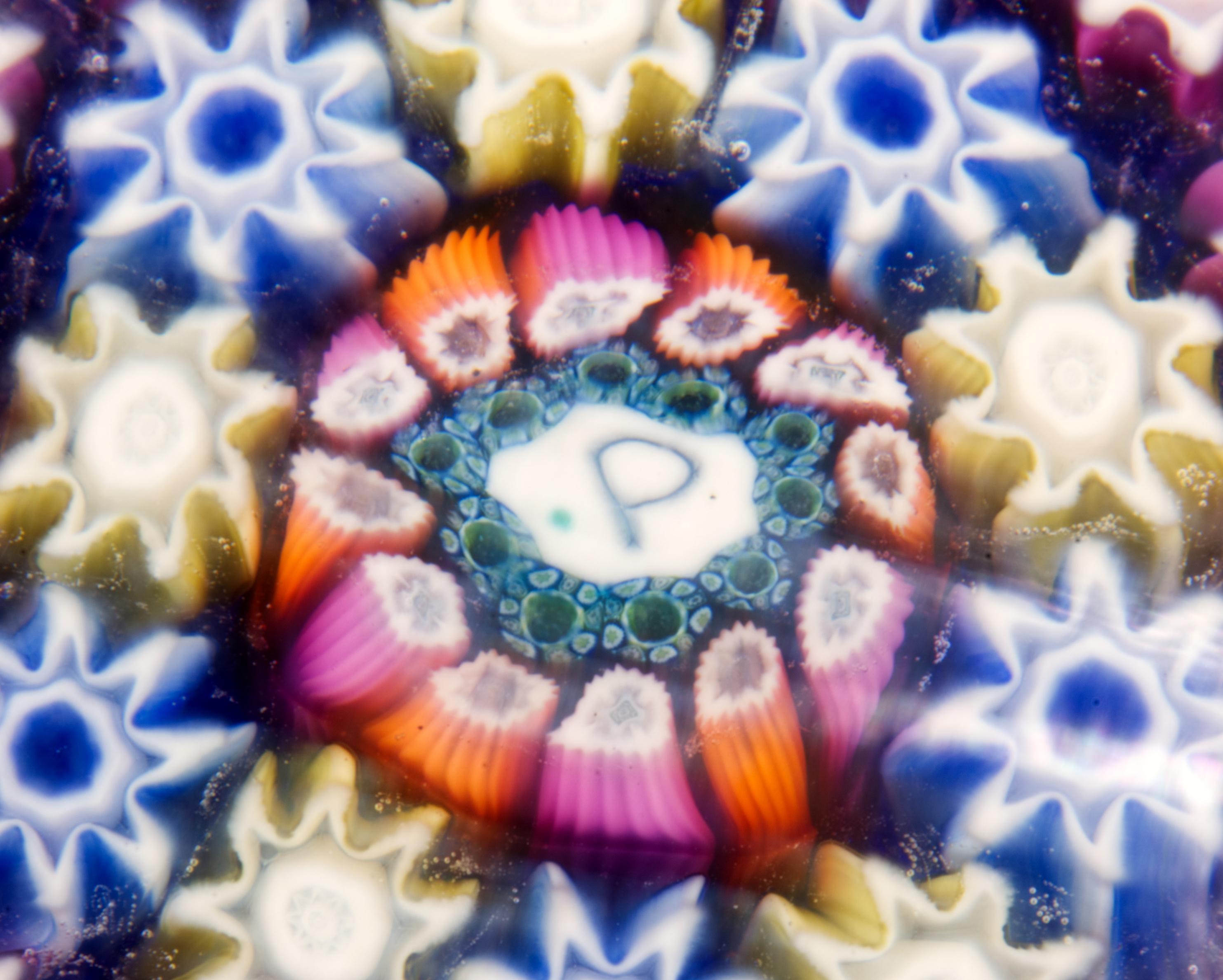 20th Century Perthshire Art Glass Paperweight Twists and Millefiori For Sale