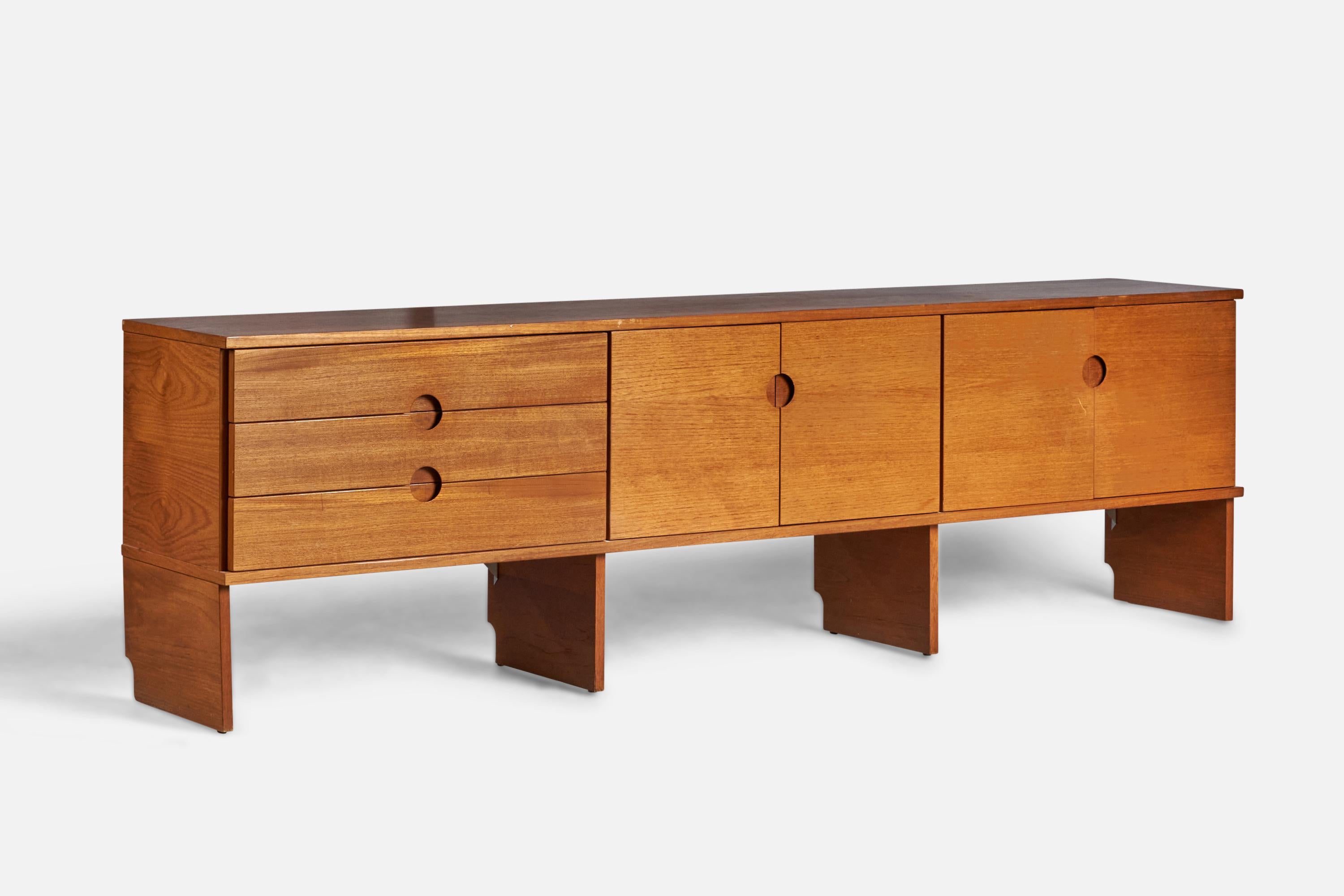 A teak console designed by Pertti Salmi and produced by Vilka, Finland, c. 1960s.