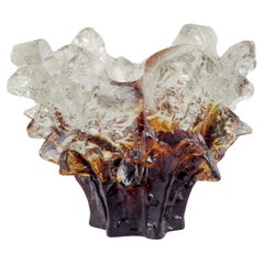 Pertti Santalahti for Humppila, Finland. Large bowl in clear and brown glass.