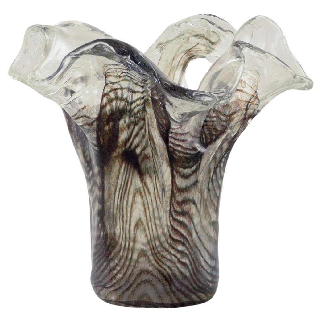 Pertti Santalahti for Humppila. Large vase made of art glass. Organic shape.