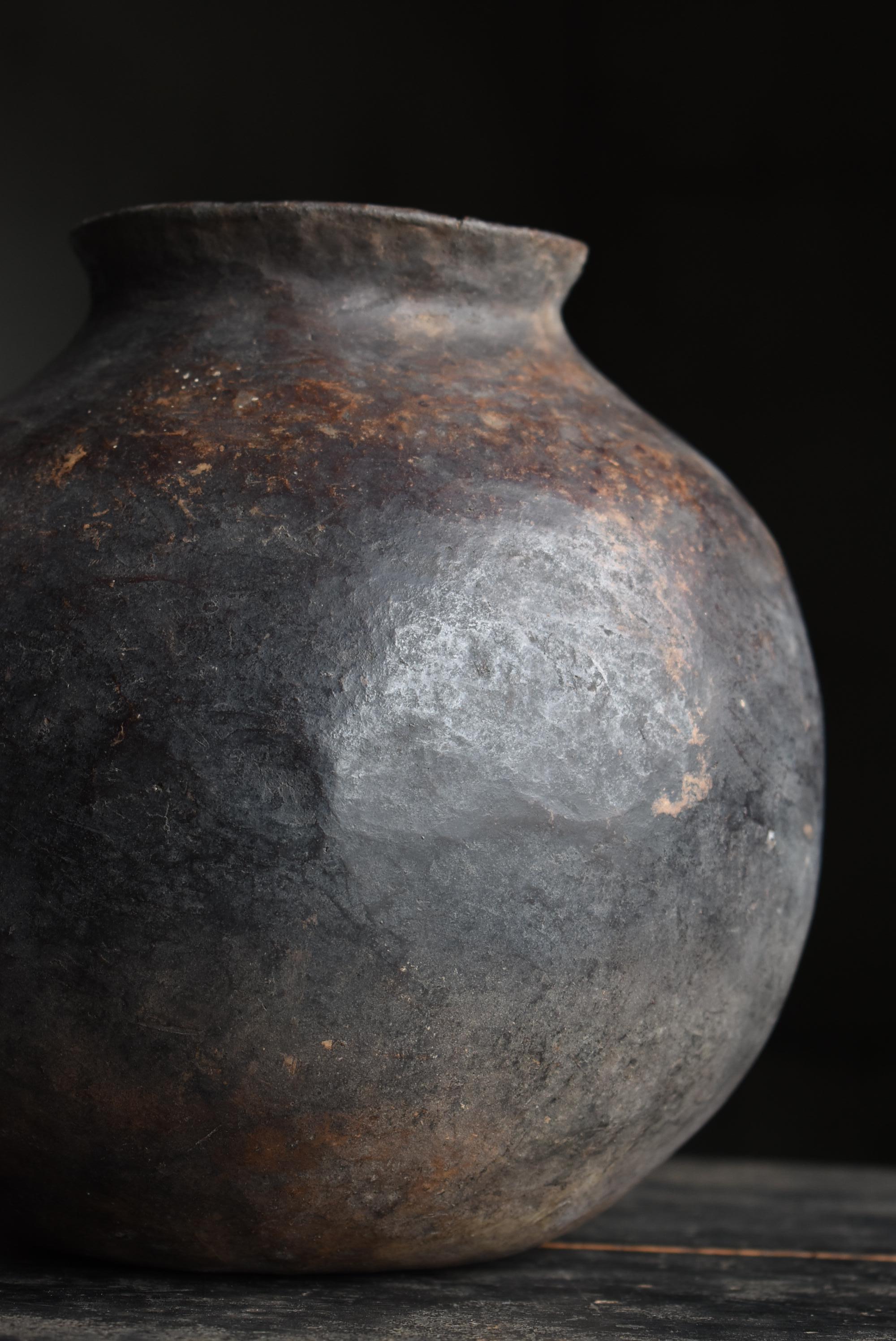 Peru Antique Earthenware 1700s-1800s / Pottery Vase Jar Pot Wabi Sabi In Good Condition In Sammu-shi, Chiba