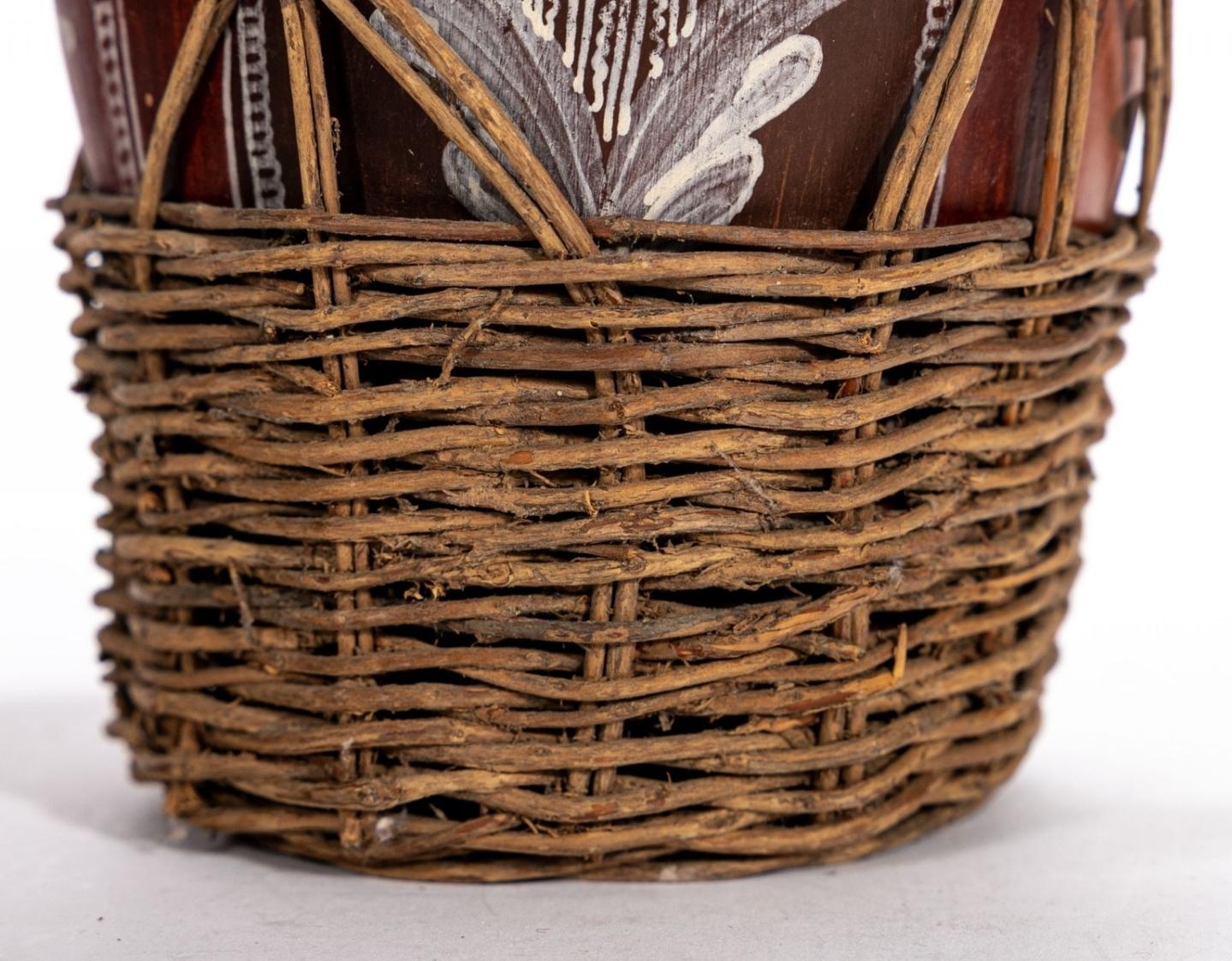Peru Volkskunst Keramik Ton Korbweide Zoomorpher Vogel Quinua Ernte Vase Skulptur im Angebot 2