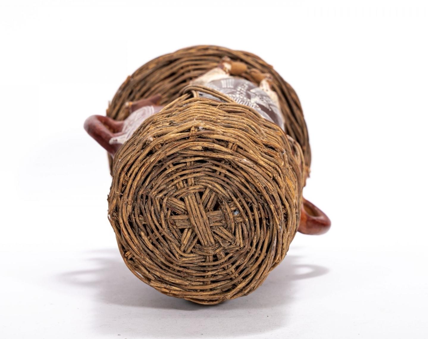 Peru Volkskunst Keramik Ton Korbweide Zoomorpher Vogel Quinua Ernte Vase Skulptur im Angebot 3