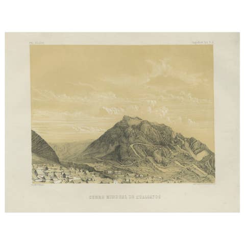 Peru Mining Mountain of Hualgayoc – Antique Lithograph, 1865