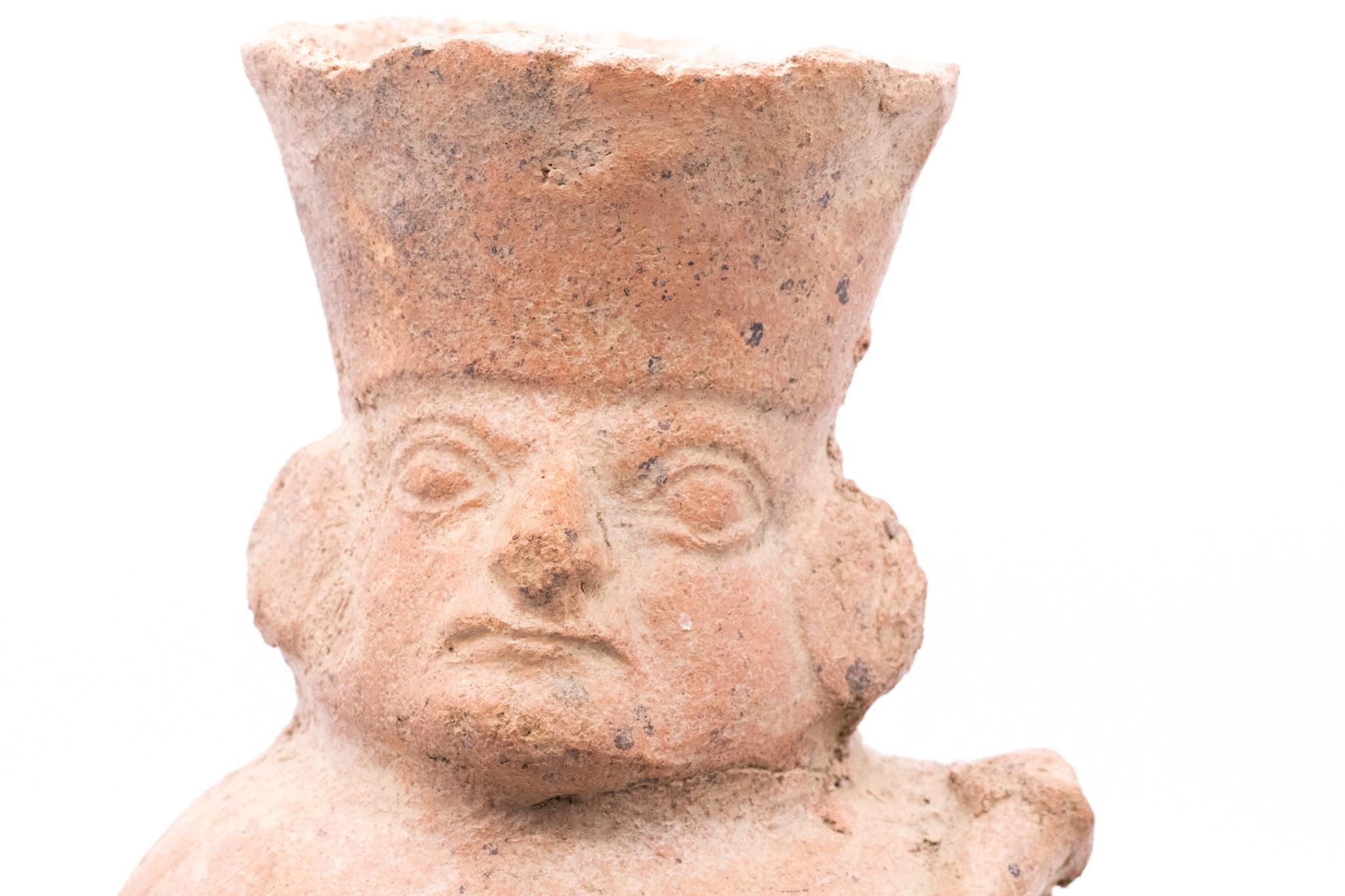 Peruvian Peru Pre Inca 100-700 Ad Moche Pre Columbian Personified Vessel in Earthenware For Sale