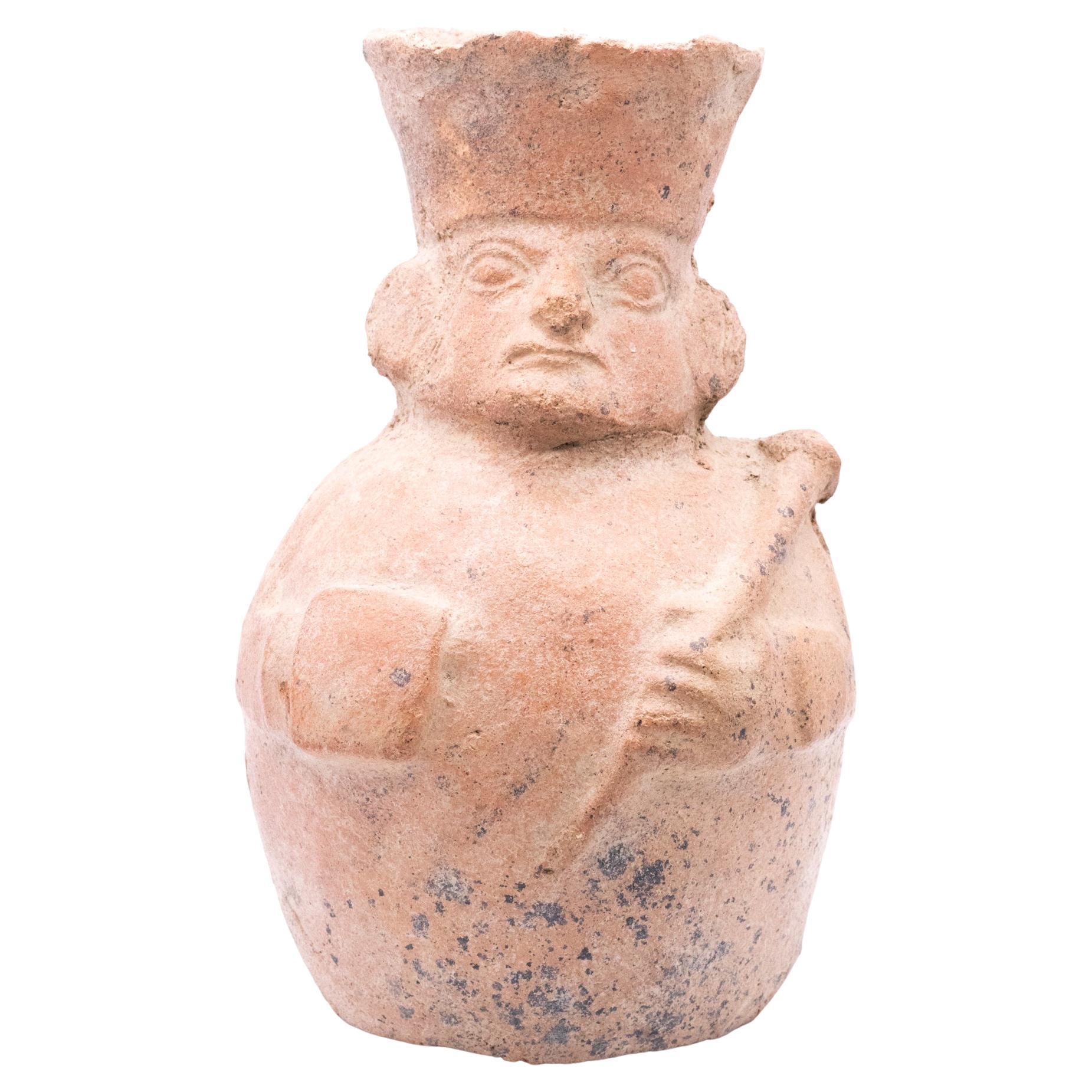 Peru Pre Inca 100-700 Ad Moche Pre Columbian Personified Vessel in Earthenware