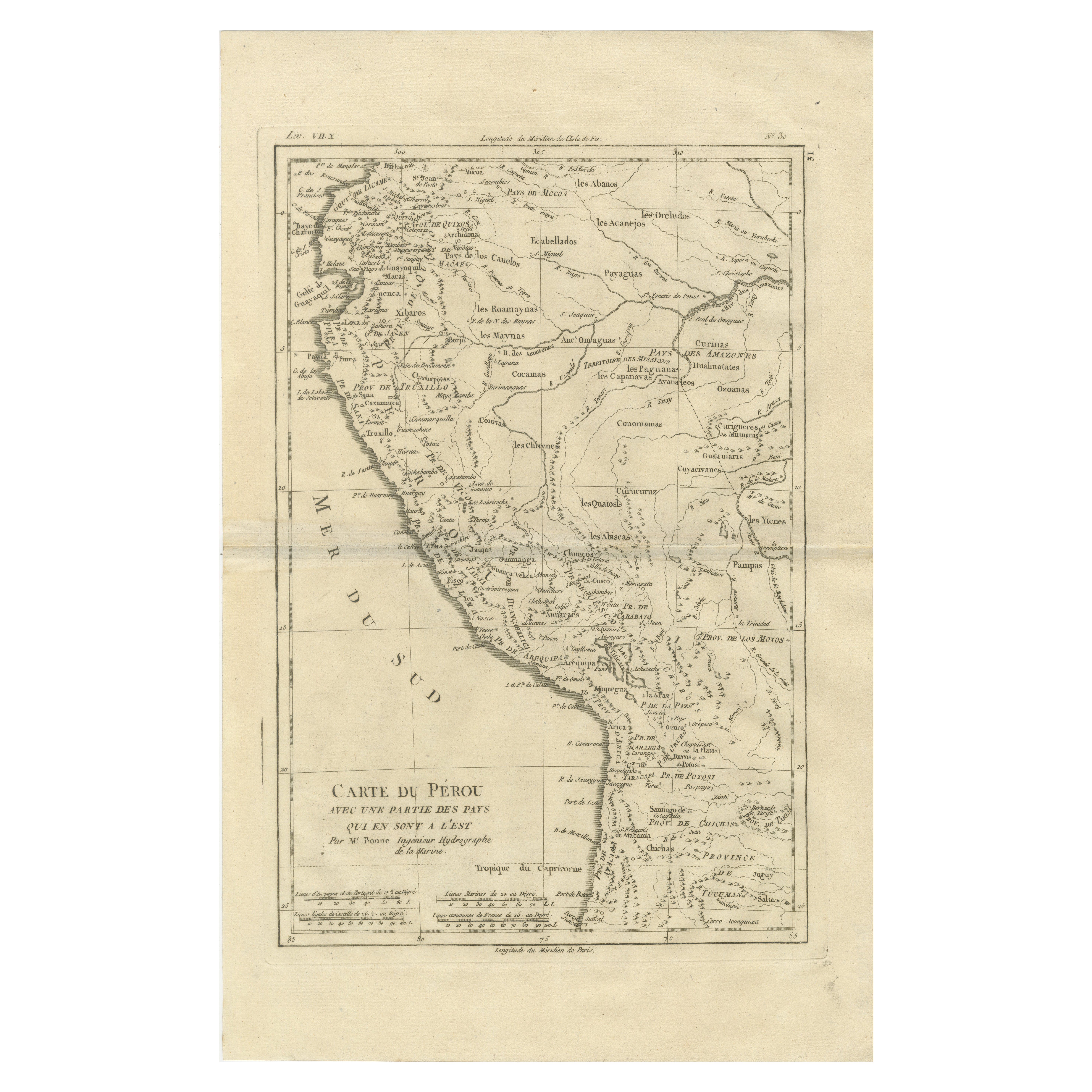 Peru & Upper Amazon – Enlightenment Map by Rigobert Bonne, c.1780