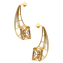 Peruffo Sculptural Geometric Three Dimensional Dangle Earrings 18Kt Yellow Gold