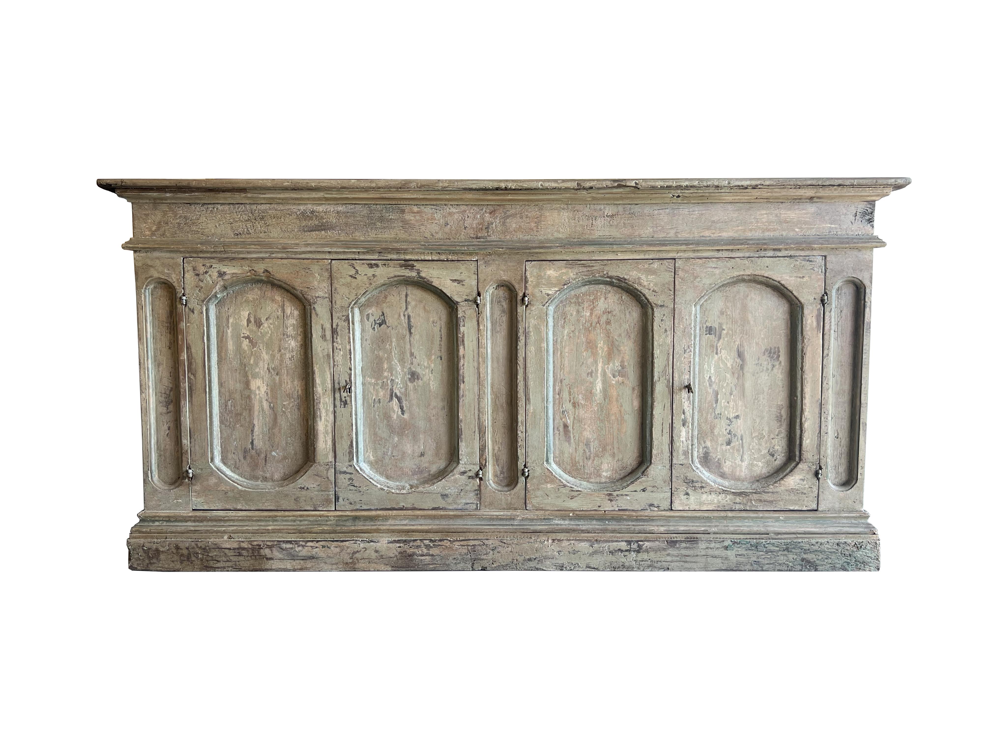 Hand-Crafted Perugia - 18th Century Style Italian 4-Door Painted and Distressed Credenza