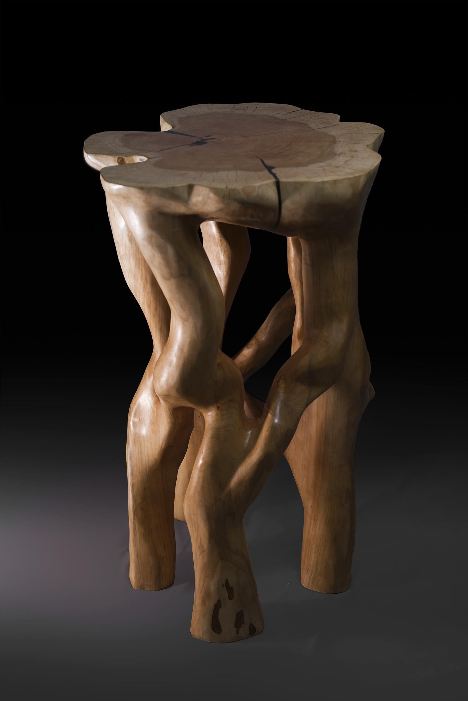 Perun, Solid Wood Sculptural Bar Table, Original Contemporary Design, Logniture For Sale 5