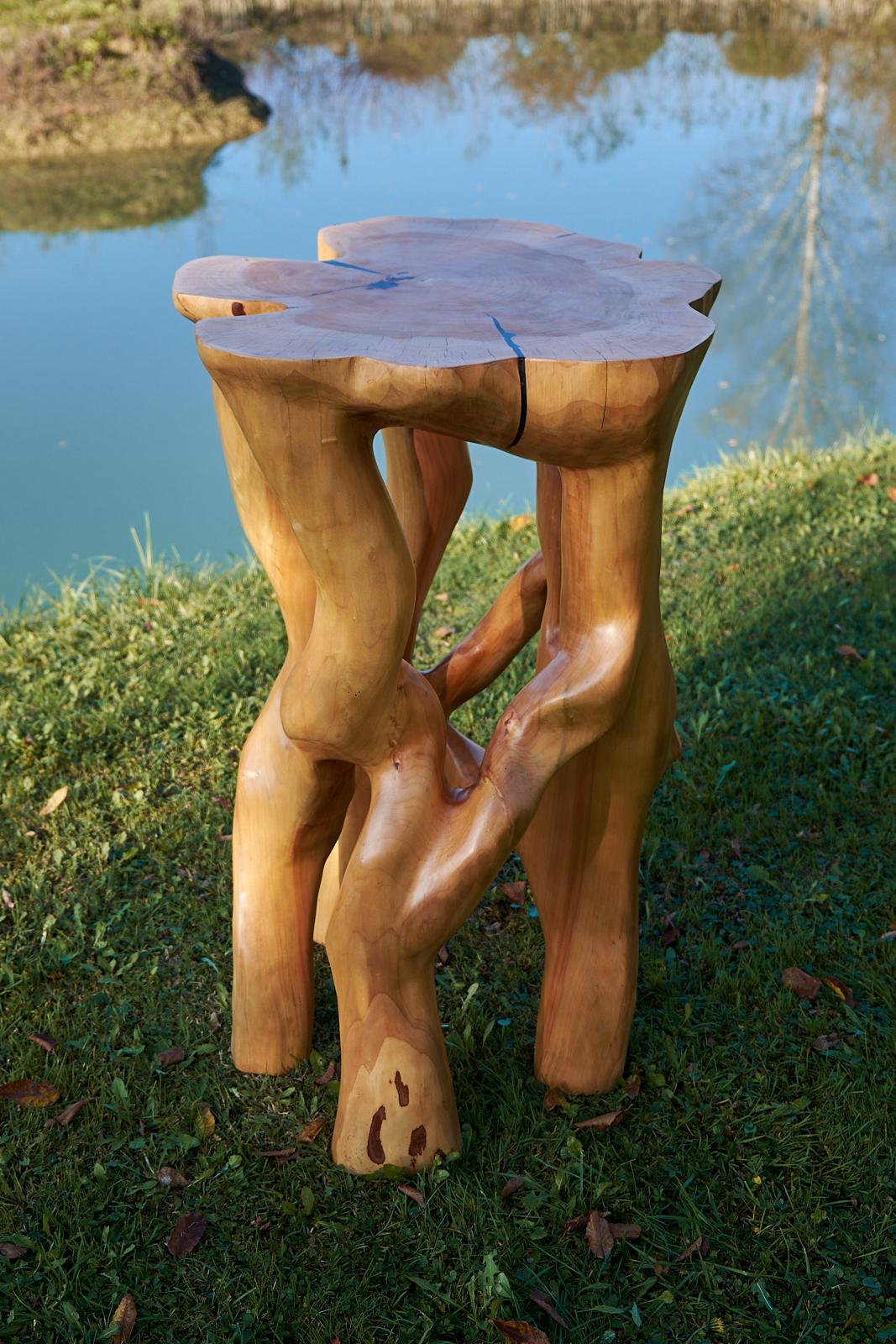Croatian Perun, Solid Wood Sculptural Bar Table, Original Contemporary Design, Logniture For Sale