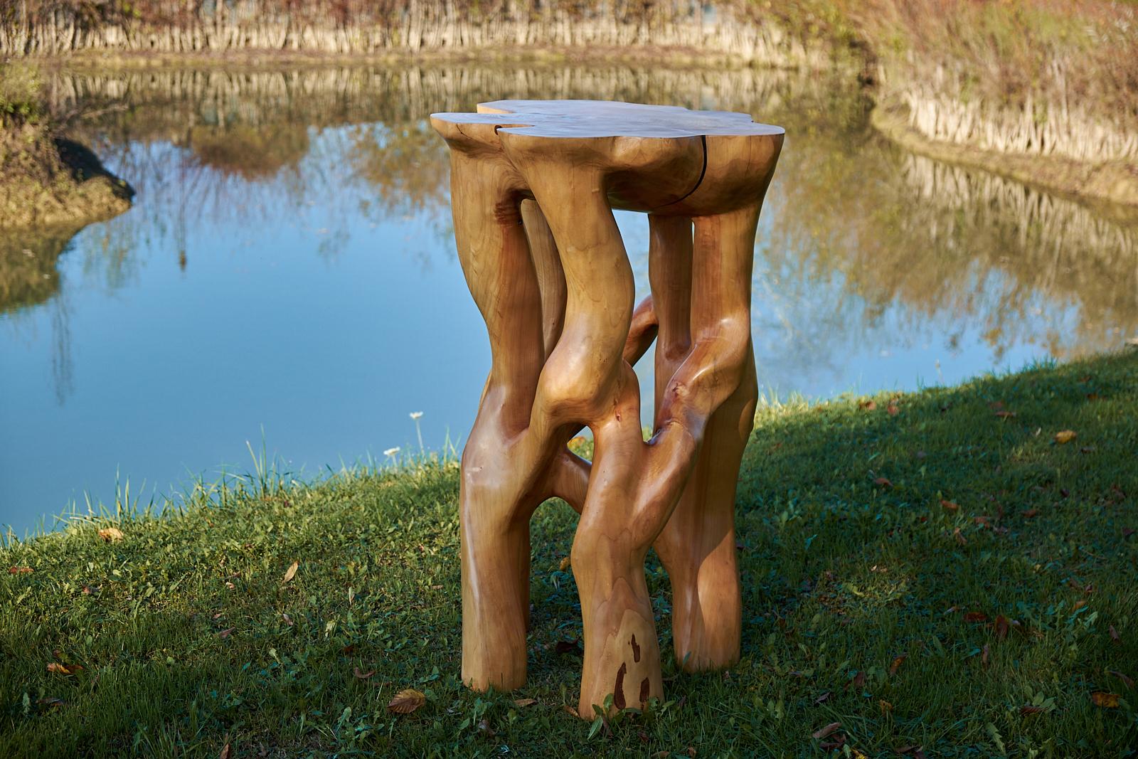 XXIe siècle et contemporain Perun, table de bar sculpturale en bois massif, design contemporain original, Logniture en vente