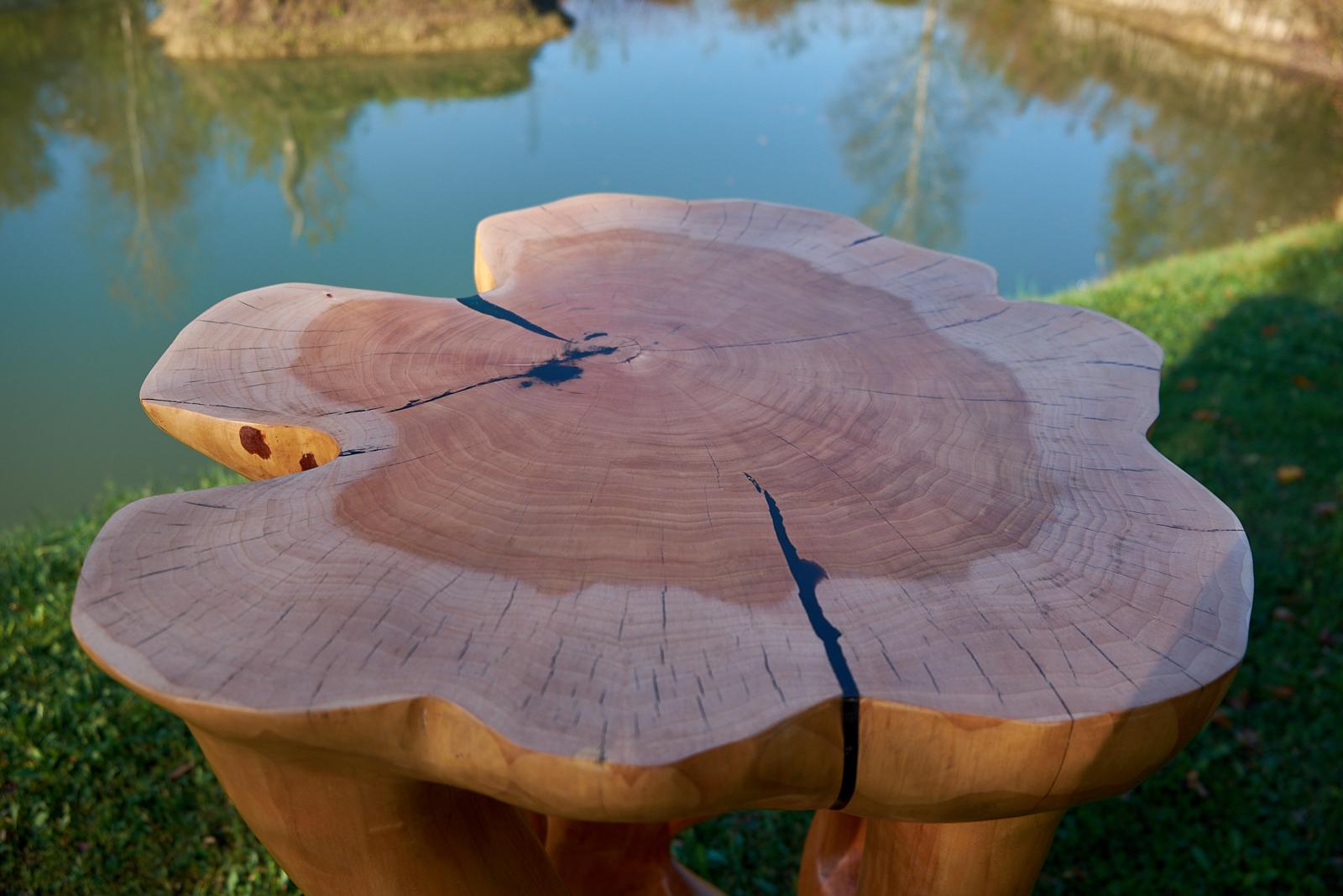 Perun, Solid Wood Sculptural Bar Table, Original Contemporary Design, Logniture For Sale 2