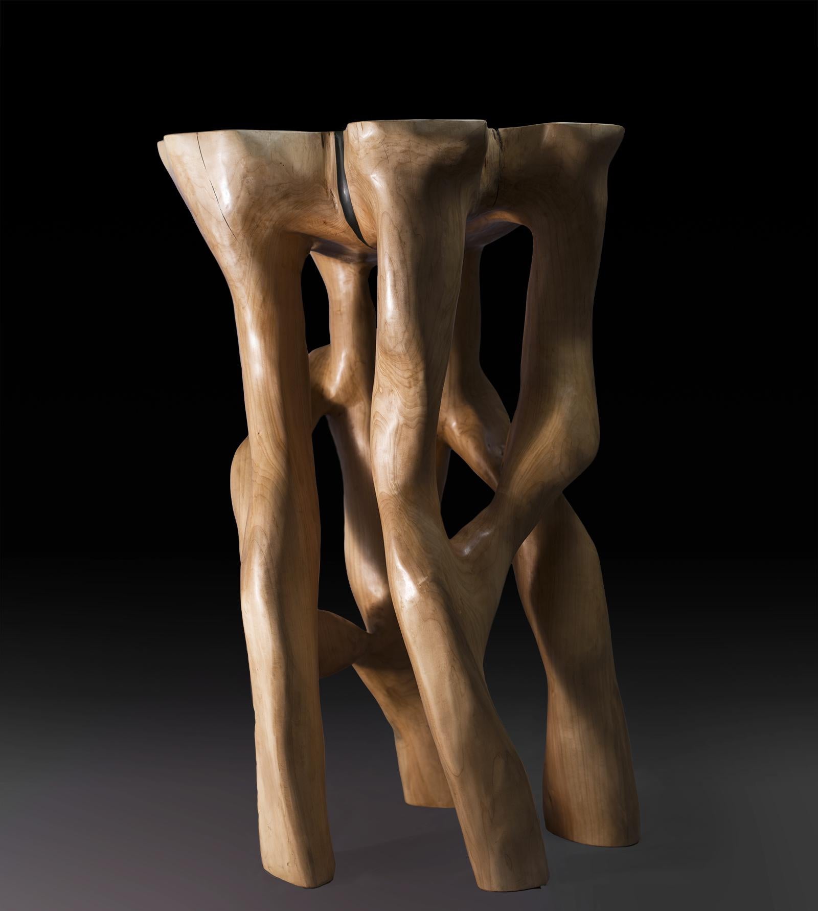Perun, Solid Wood Sculptural Bar Table, Original Contemporary Design, Logniture For Sale 3