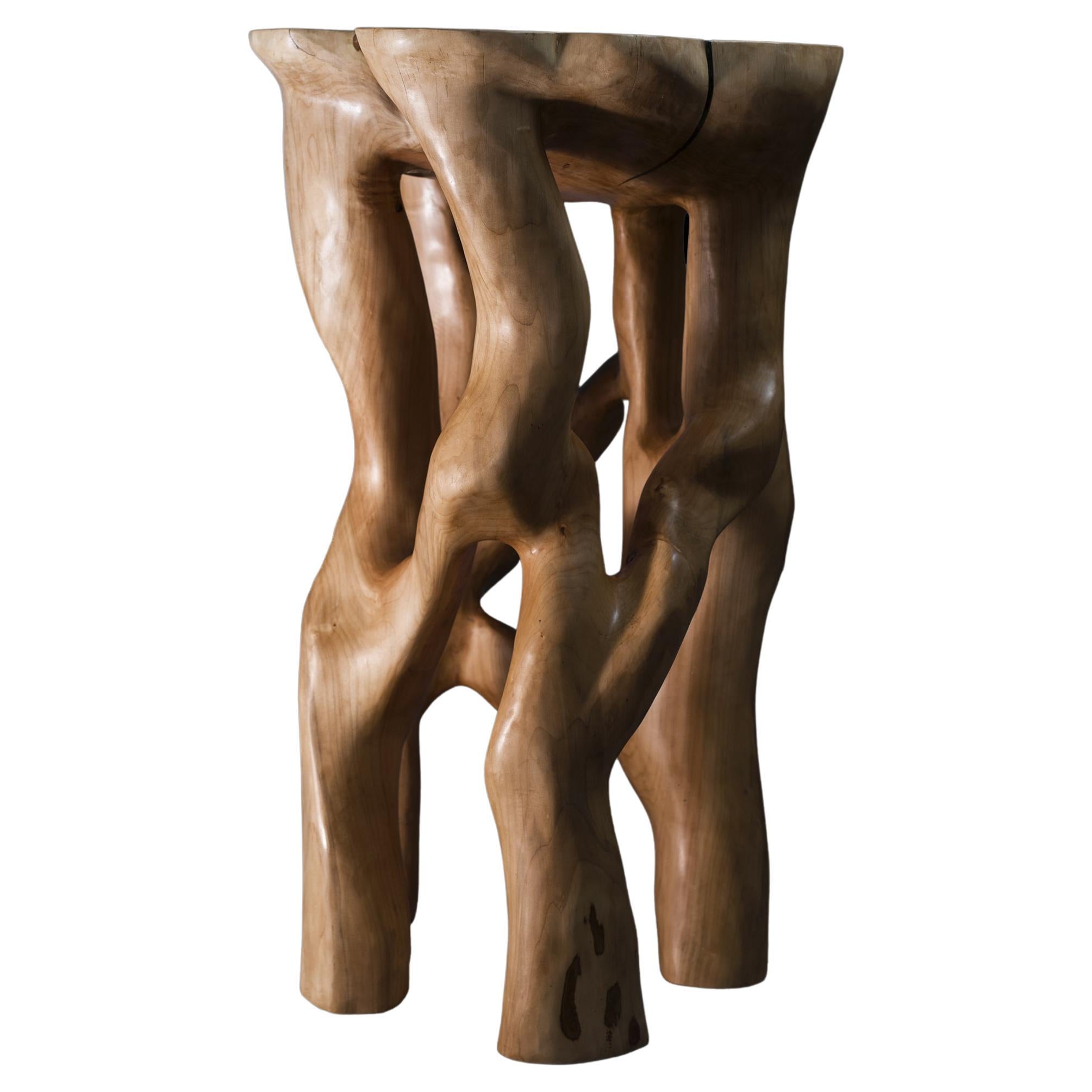 Perun, Solid Wood Sculptural Bar Table, Original Contemporary Design, Logniture For Sale