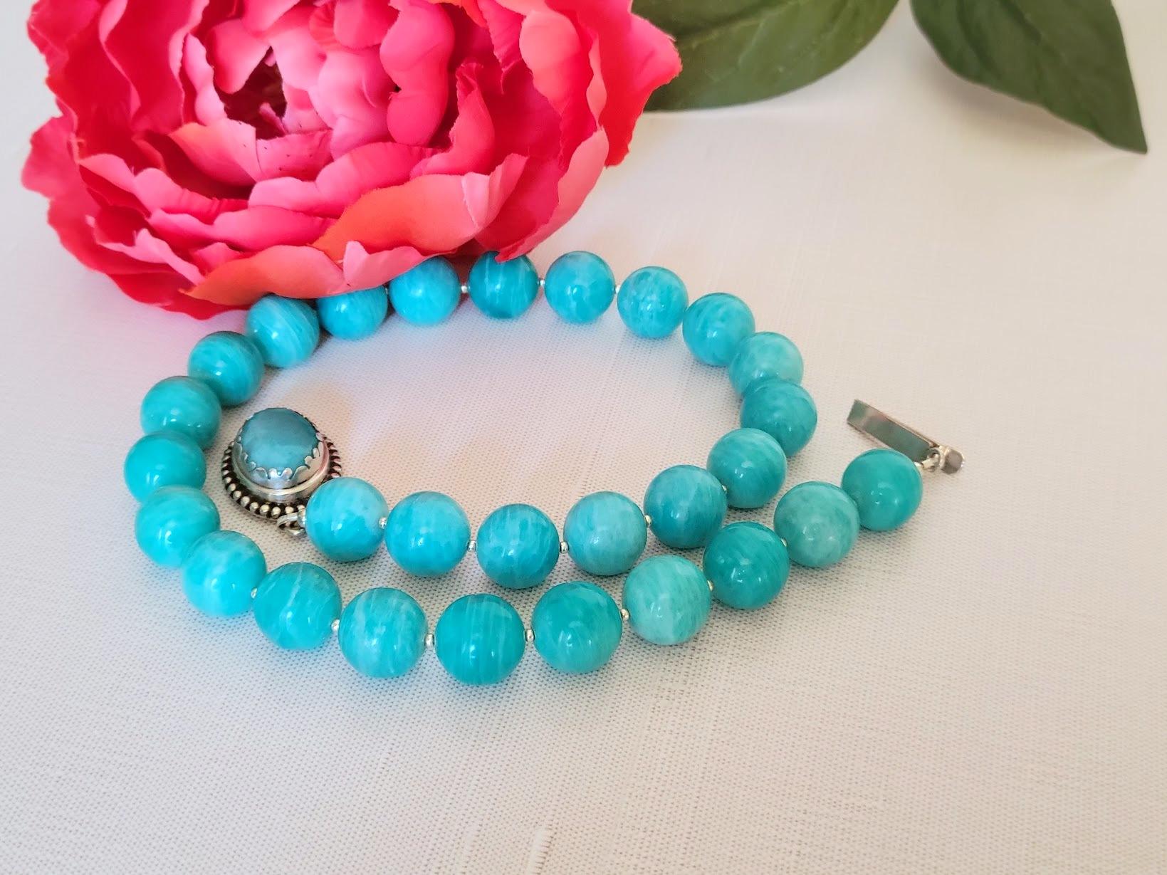 Peruvian Amazonite Necklace In New Condition In Chesterland, OH