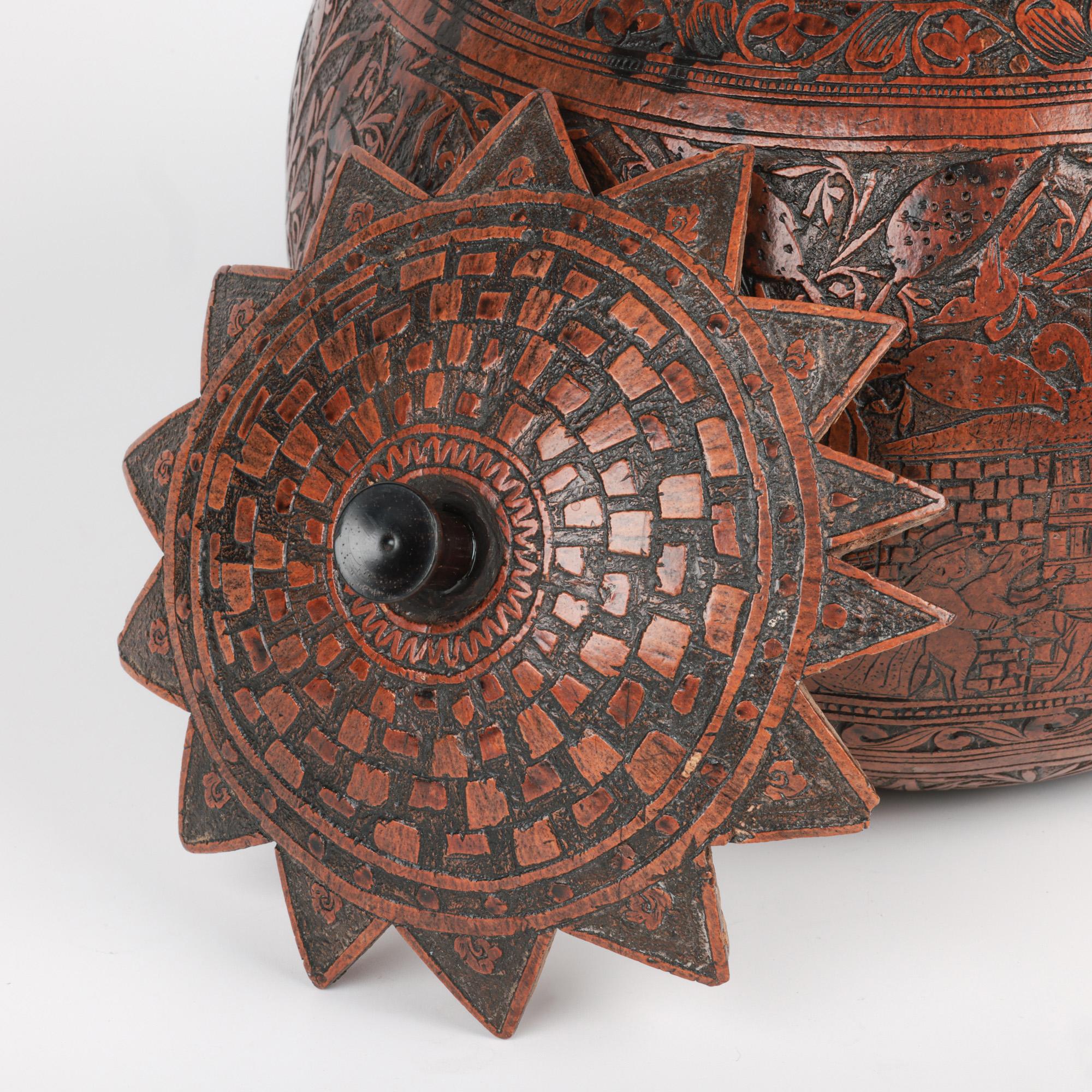 Peruvian Antique South American Folk Art Carved Wedding Gourd 7