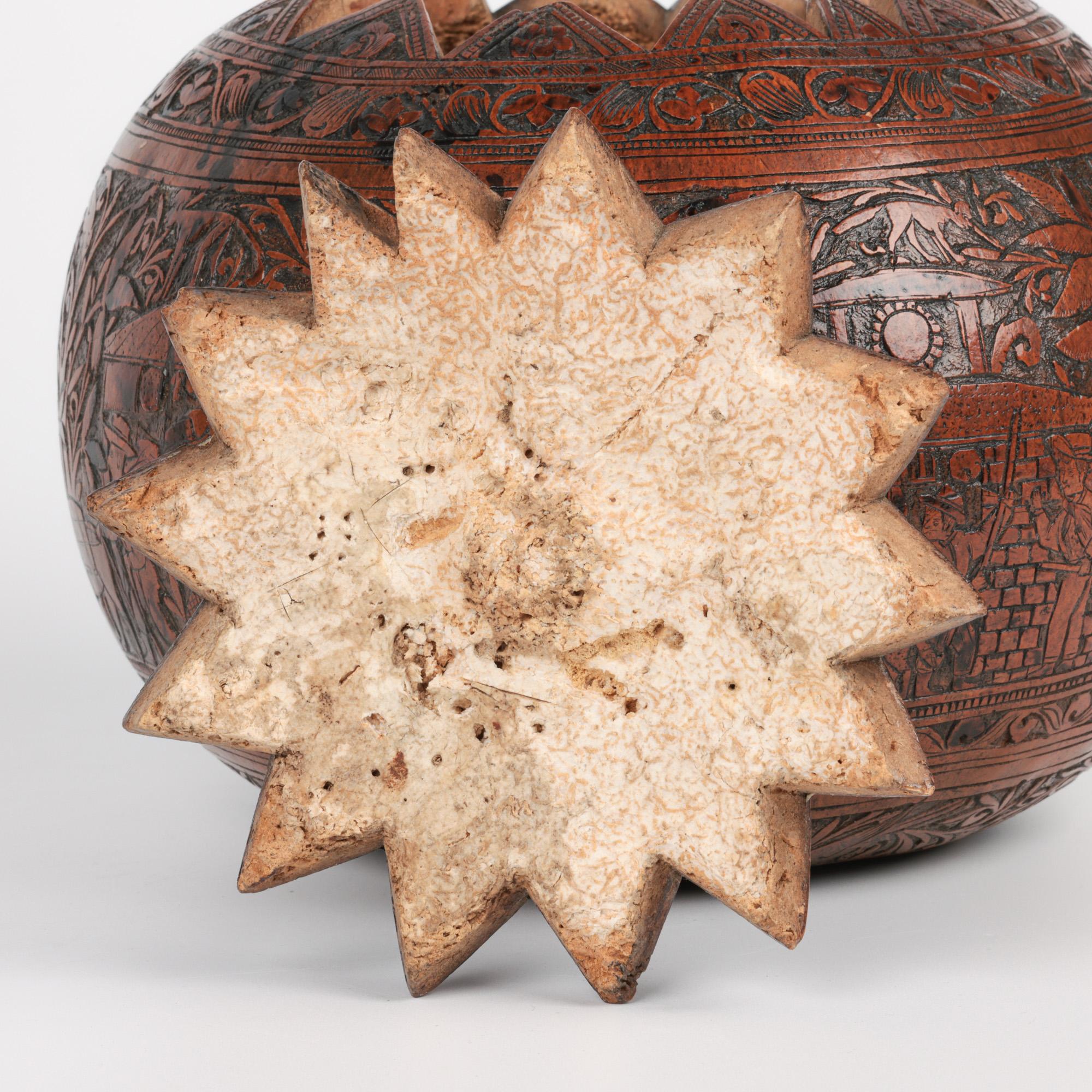 Peruvian Antique South American Folk Art Carved Wedding Gourd 8