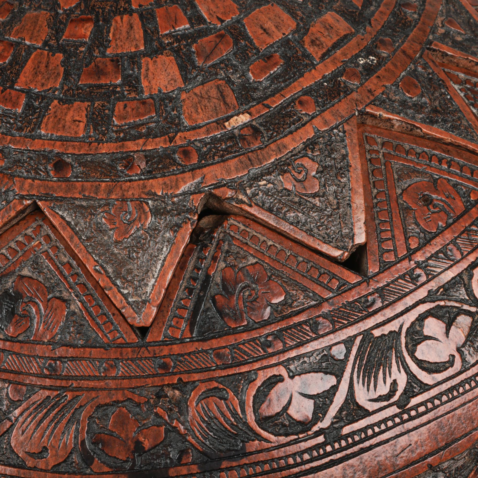 Peruvian Antique South American Folk Art Carved Wedding Gourd 9