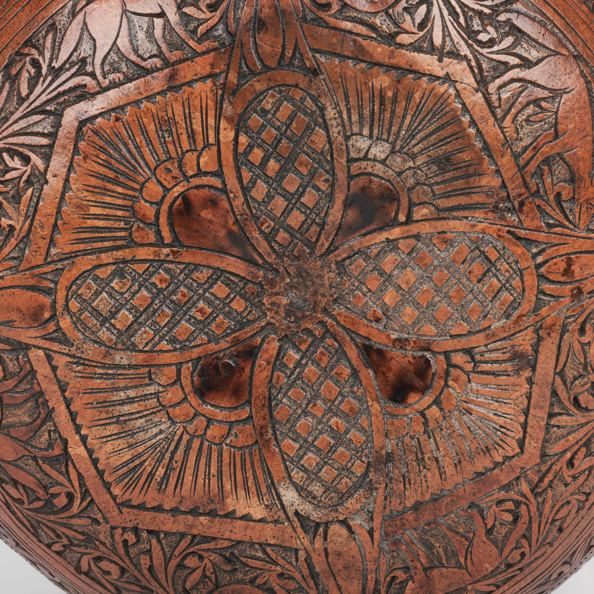 Peruvian Antique South American Folk Art Carved Wedding Gourd 12