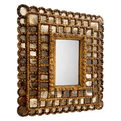 Peruvian Baroque Rectangular Sunburst Mirror, 1890-1920s, Unknown