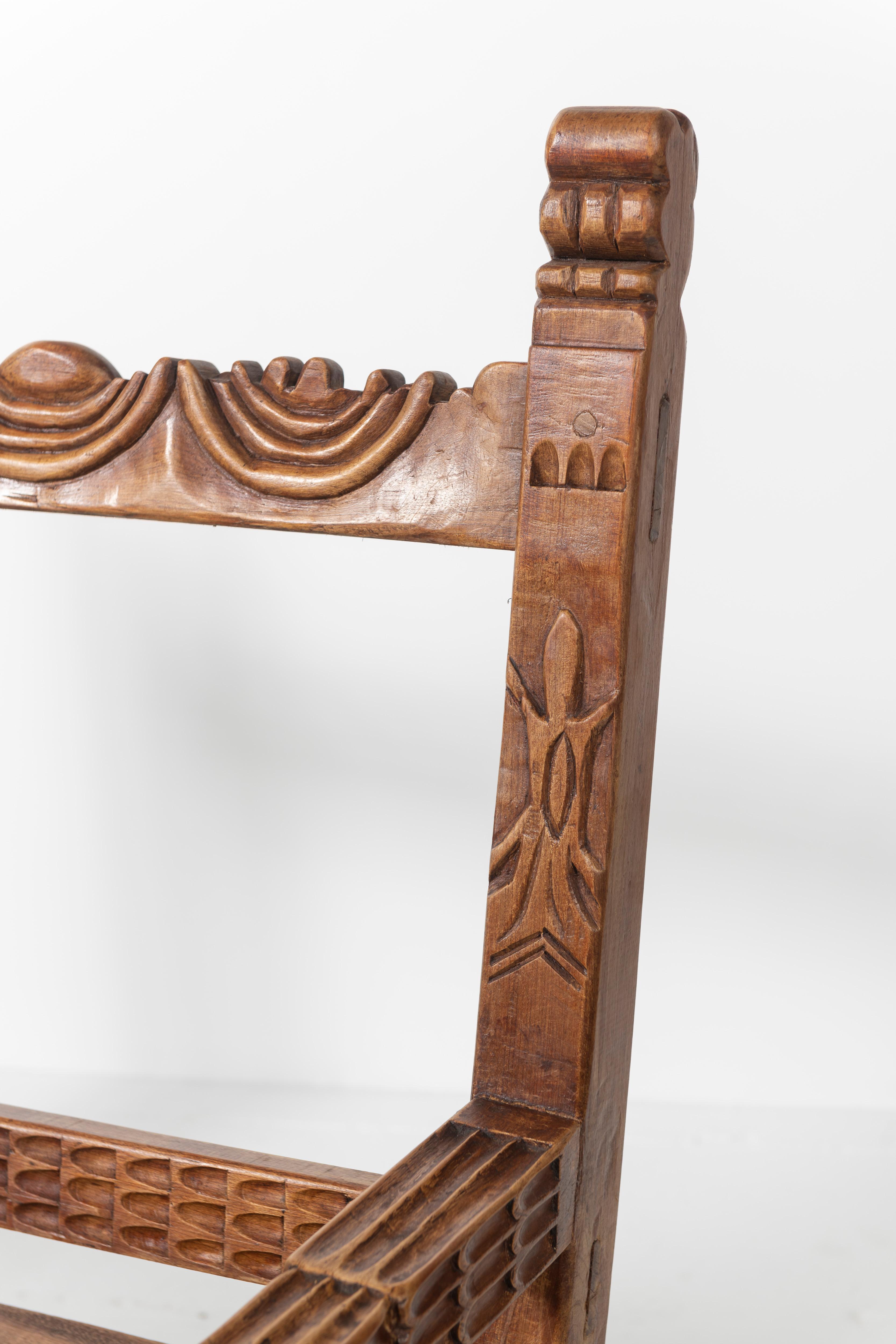 Peruvian Carved Mahogany Bench with Storage For Sale 1