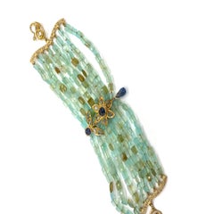 Bracciale di opali sfaccettati peruviani con zaffiri e diamanti taglio rosa