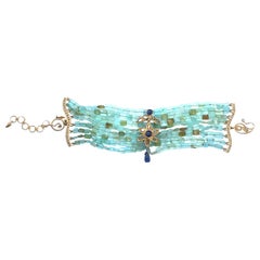 Peruvian Faceted Opals Bracelet with Sapphire and Rose-Cut Diamonds