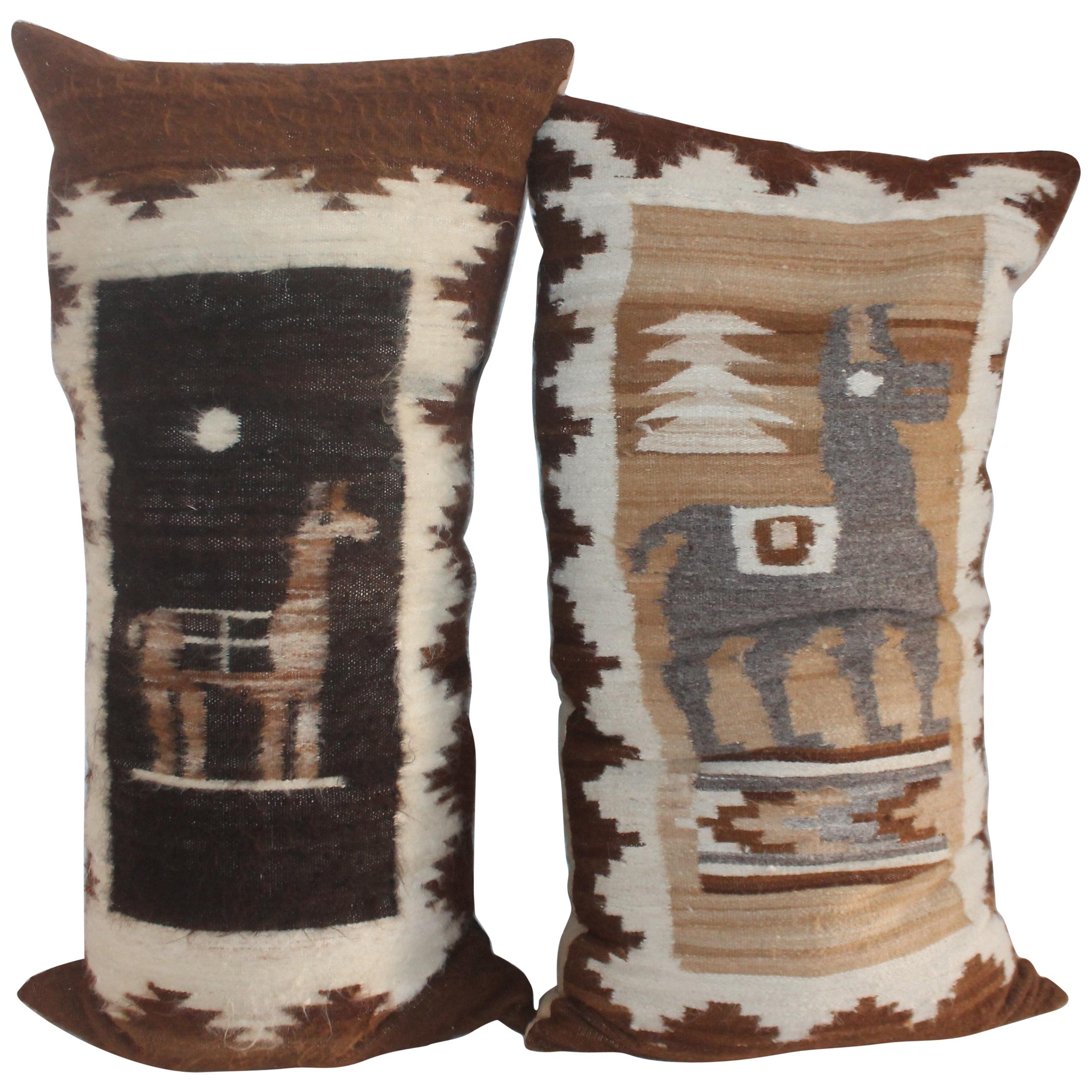 Peruvian Hand Woven Weaving Pillows / Pair For Sale