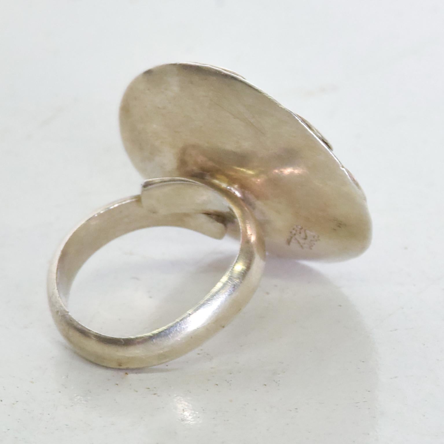 Patinated Peruvian Modern Ring .950 Mid-Century Modern