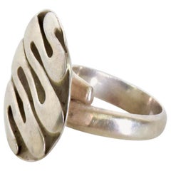 Peruvian Modern Ring .950 Mid-Century Modern