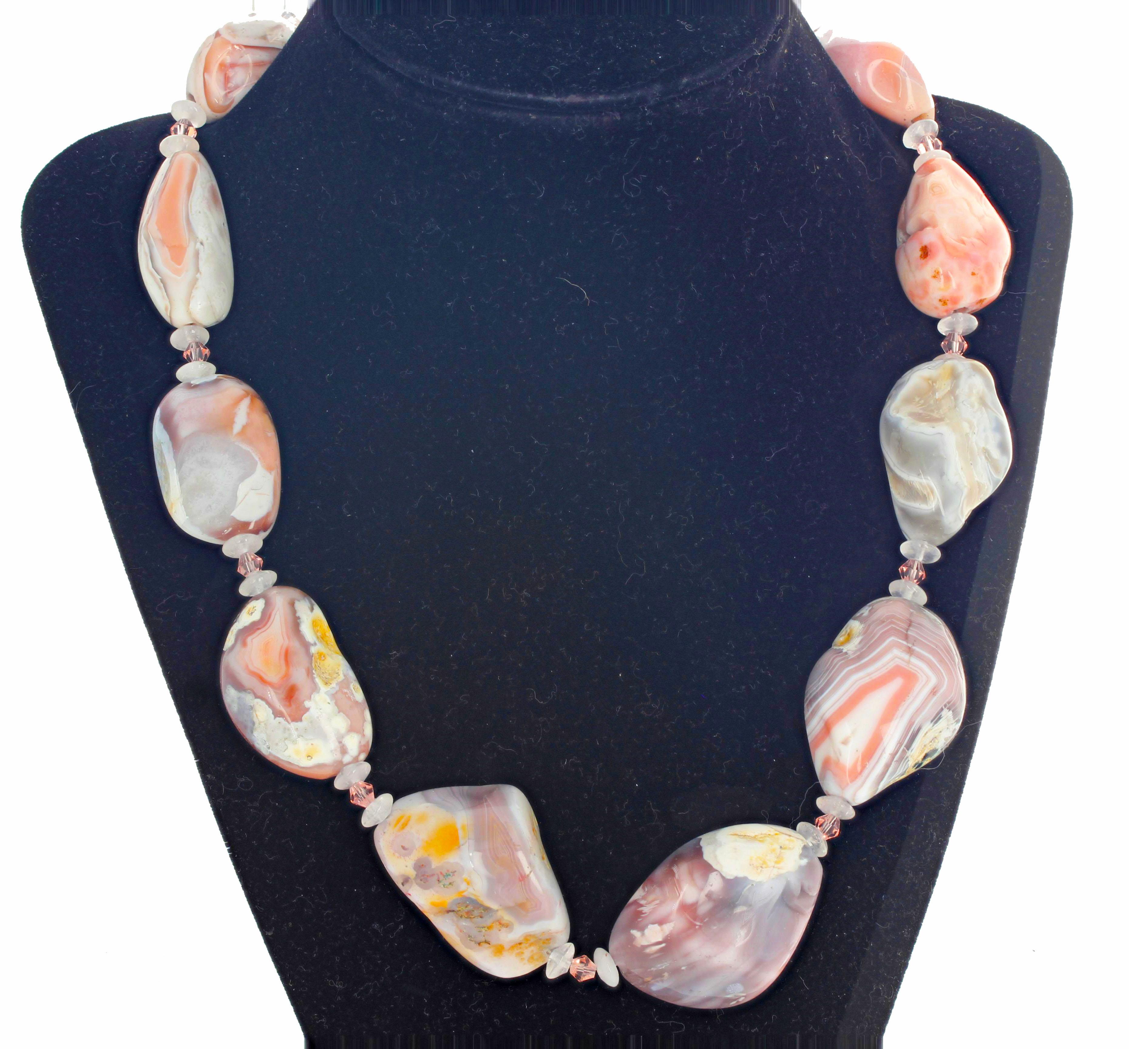 Rose Cut Gemjunky Rare Peruvian Natural Pink Opal and Rose Quartz Necklace