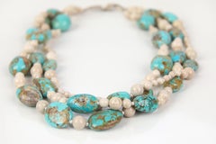 Multi-Strand Necklace: Peruvian Opal, Jasper, Pearl, and Gold